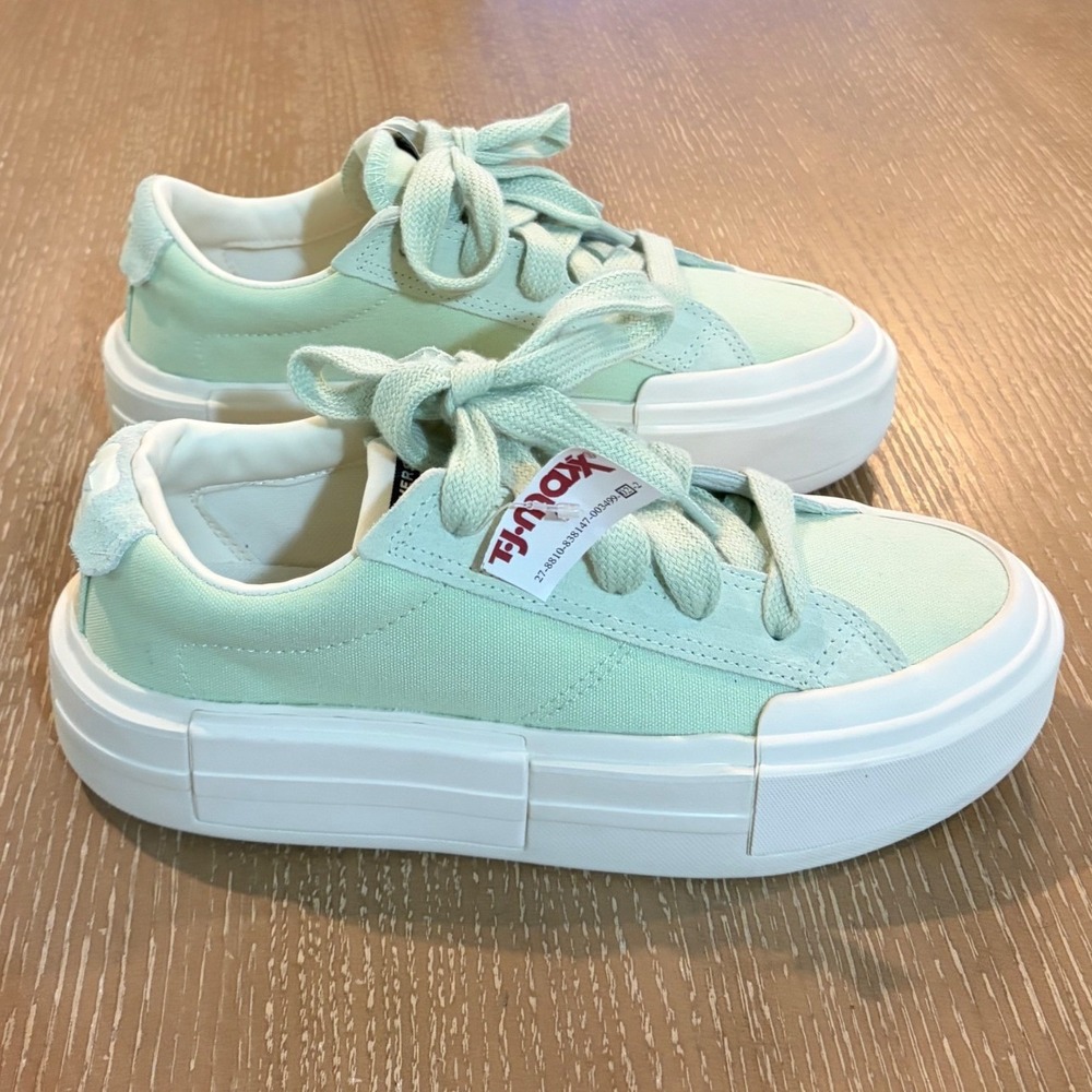 Converse All Star Move Platform Low Top Sneakers Mint Green Canvas Women's 8 - Picture 3 of 8